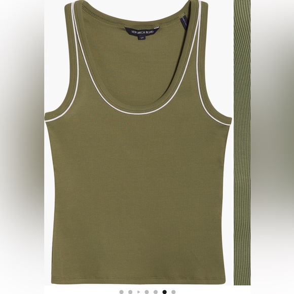 Veronica Beard Tops - Veronica Beard Birke Scoopneck Tank Ribbed Green Stretch-Cotton Sleeveless Top